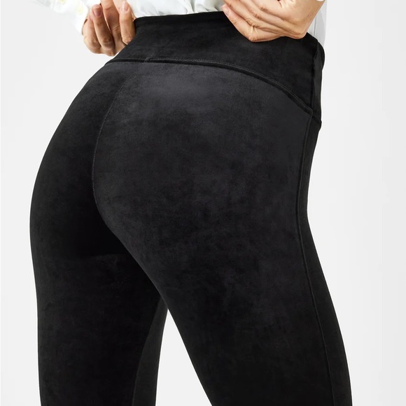 SPANX Velvet Leggings Velour Black Compression Large - Picture 3 of 6